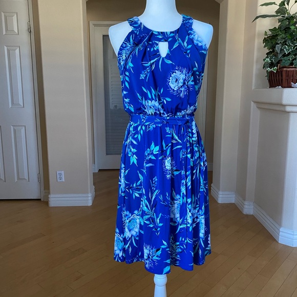 Enfocus Studio Dresses & Skirts - Blue Midi Dress Halter Top Keyhole